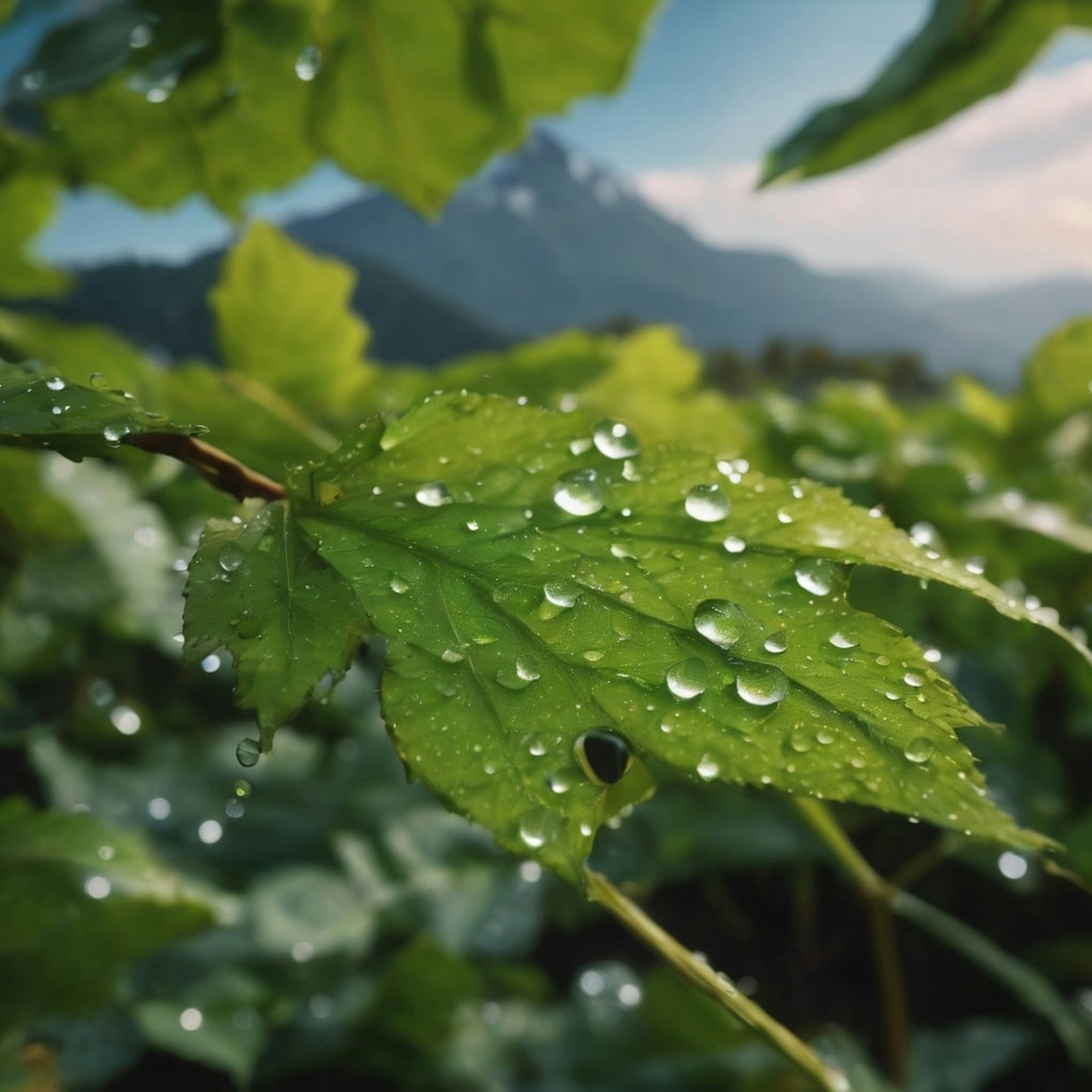 Eco-Friendly Nature and Sustainability Green leaf with water droplets representing eco-friendly and sustainable energy